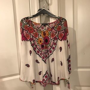 Rampage Off Shoulder/Floral Blouse/Tunic Sz Med